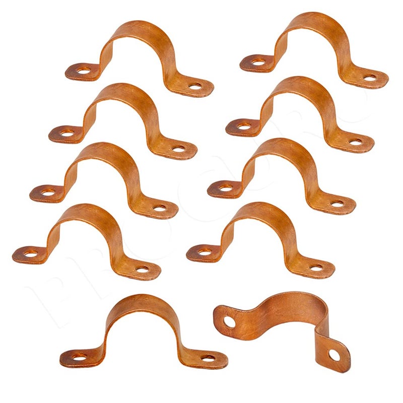 PROCURU 1/2-Inch Copper Pipe Strap, Two-Hole Clamp Mount (1/2", 10-Pack) - Image 1
